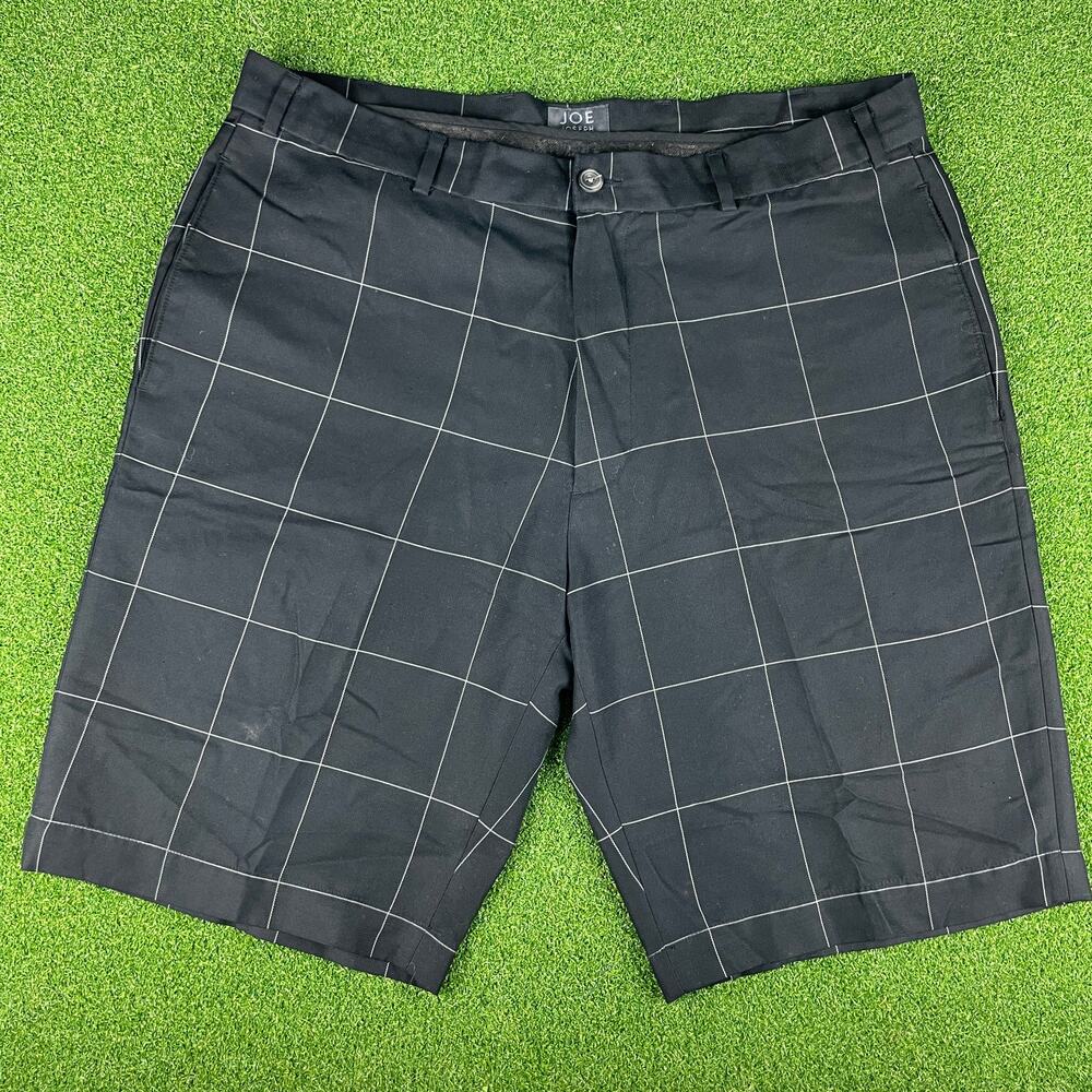 Joe Joseph Abboud Black Windowpane Flat Front Chino Shorts Sz 36